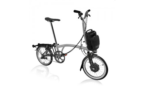 Brompton P Line Electric High+Rack, Stormgrey