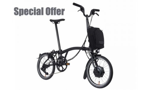 Brompton P Line Electric Urban High+RACk Midnight Black Metalic High 2024