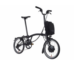 Brompton P Line Electric Urban High+Rack, Midnight Black Metallic /Titanium Black Matt