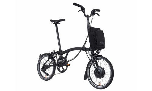 Brompton P Line Electric Urban High+Rack, Midnight Black Metallic /Titanium Black Matt